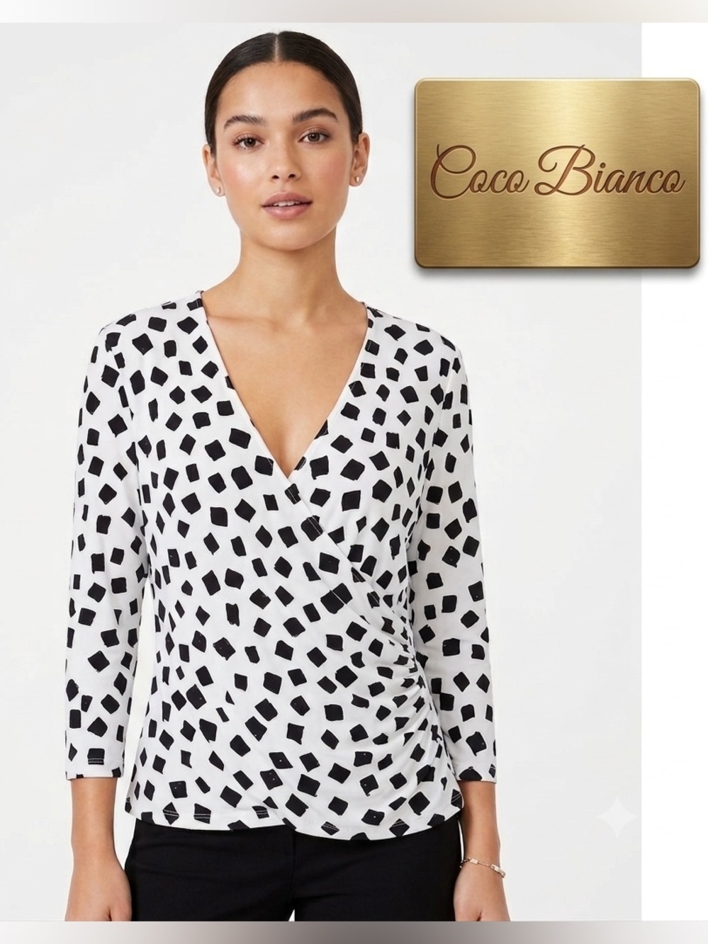 Coco Bianco Surplice Front Blouse Large